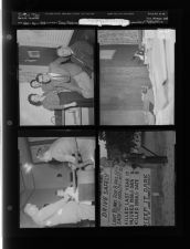 Jury feature; Patrolman with driving safety sign; Typewriter; Man, woman, and child in office (4 Negatives), January - April 1958, undated [Sleeve 3, Folder f, Box 14]