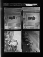 Christmas decorations; Mrs. Rebecca Butts, Couple getting into car (4 Negatives) (November 6, 1957) [Sleeve 10, Folder b, Box 13]