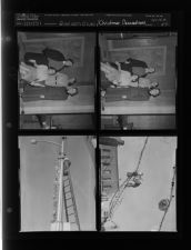 Garden Club; Christmas decorations being hung (4 Negatives) (November 21, 1957) [Sleeve 57, Folder b, Box 13]
