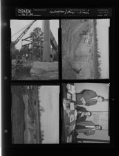 Construction; Mayor with two men eating fruit cake (4 Negatives) (November 23, 1957) [Sleeve 58, Folder b, Box 13]