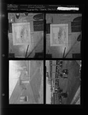 Guaranty Bank sketch; Planting trees; Building (4 Negatives) (December 6, 1957) [Sleeve 12, Folder c, Box 13]