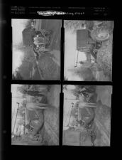 Vacuuming leaves along street (4 Negatives) (December 8, 1957) [Sleeve 27, Folder c, Box 13]