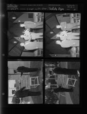 Three men with Christmas star; Two officers with holiday safety sign (4 Negatives) (December 8, 1957) [Sleeve 28, Folder c, Box 13]