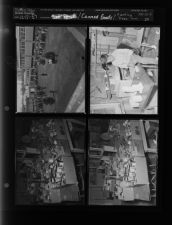 Planting trees; Boy at work bench; Canned goods (4 Negatives) (December 11, 1957) [Sleeve 29, Folder c, Box 13]