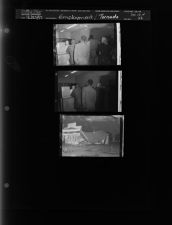 Line at employment office; Tornado damage (3 Negatives) (December 27, 1957) [Sleeve 32, Folder d, Box 13]