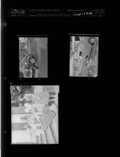 Motorcycle wreck; Group of kids (3 Negatives) (May 25, 1957) [Sleeve 56, Folder a, Box 12]