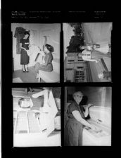 Women with coat; Woman with mason jars; Woman at freezer; Woman and man standing on street (4 Negatives), August - December 1956, undated [Sleeve 12, Folder g, Box 11]