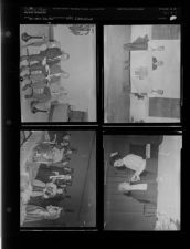 Men holding sign; People at reception (4 Negatives), December 1955 - February 1956, undated [Sleeve 53, Folder c, Box 9]