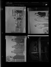 Men talking; Men shaking hands; Children; Wedding anniversary commemorative display (4 Negatives), December 1955 - February 1956, undated [Sleeve 56, Folder c, Box 9]