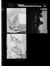 Two unidentified ladies; Pine Groves education building (4 Negatives (March 4, 1955) [Sleeve 12, Folder d, Box 6]