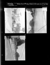 Wreck in front of Rainbow Cleaners; Farmville swimming pool (3 Negatives) (July 27, 1954) [Sleeve 56, Folder d, Box 4]
