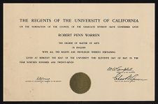 University of California Master of Arts diploma