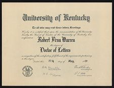 University of Kentucky Doctor of Letters diploma