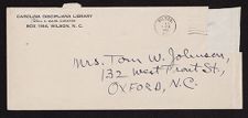 Letter to Mrs. Tom W. Johnson from C.C. Ware