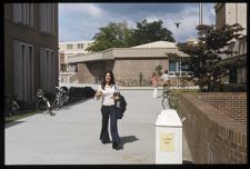 Student walking toward Tenth Street