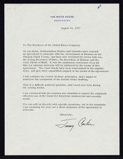 Letter to Members of Congress from President Jimmy Carter, 12 August 1977