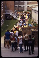 ECU students standing in line.