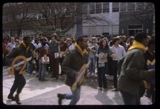 Campus Greek Life members performing an event