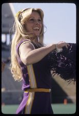 Close up of cheerleader in Ficklen Stadium