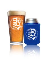 Wild Cat beer pint and koozie