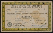 Star Scout certificate