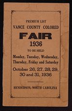 Premium list : Vance County Colored Fair, 1936 