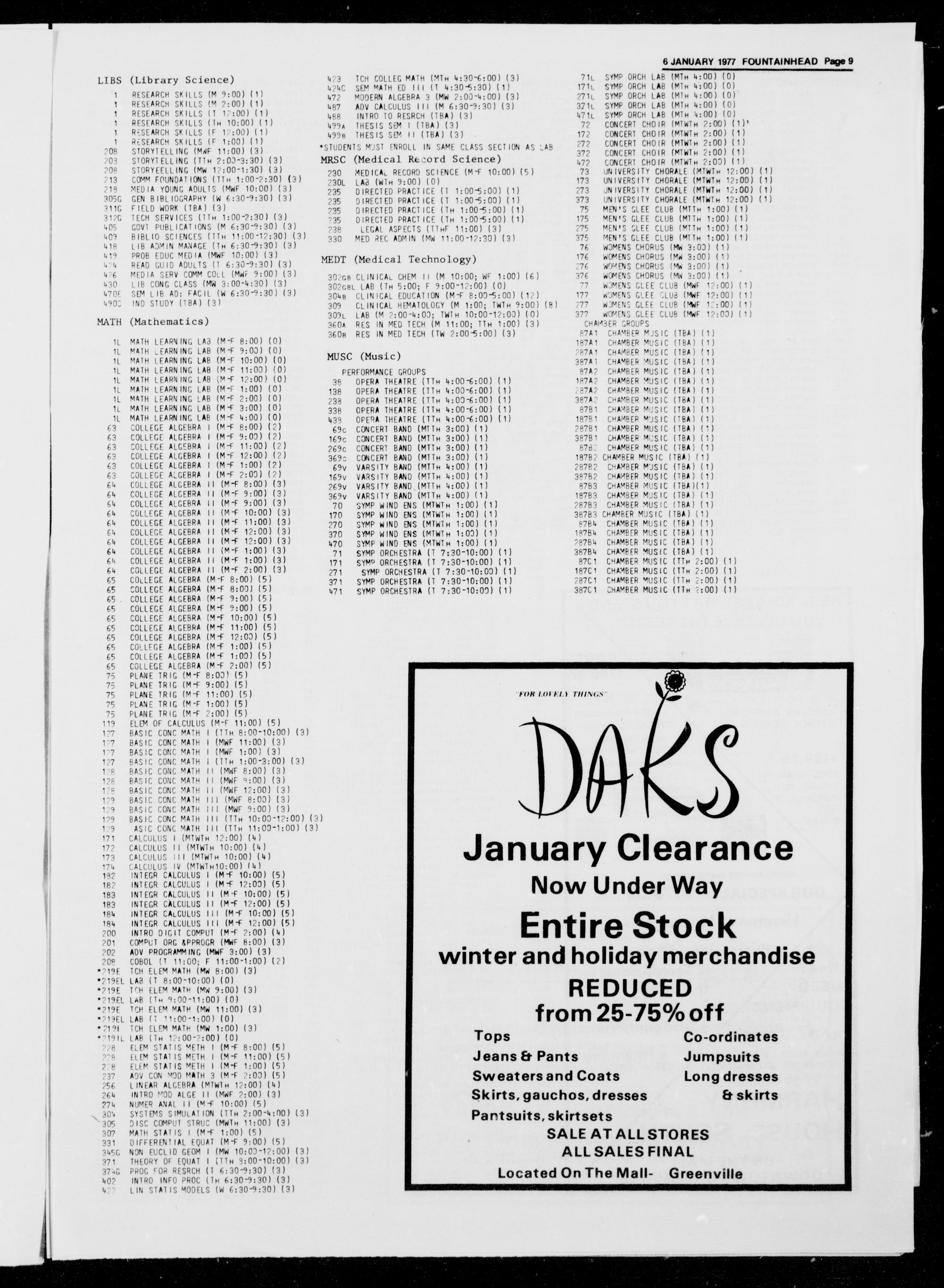 Fountainhead January 6 1977 Ecu Digital Collections