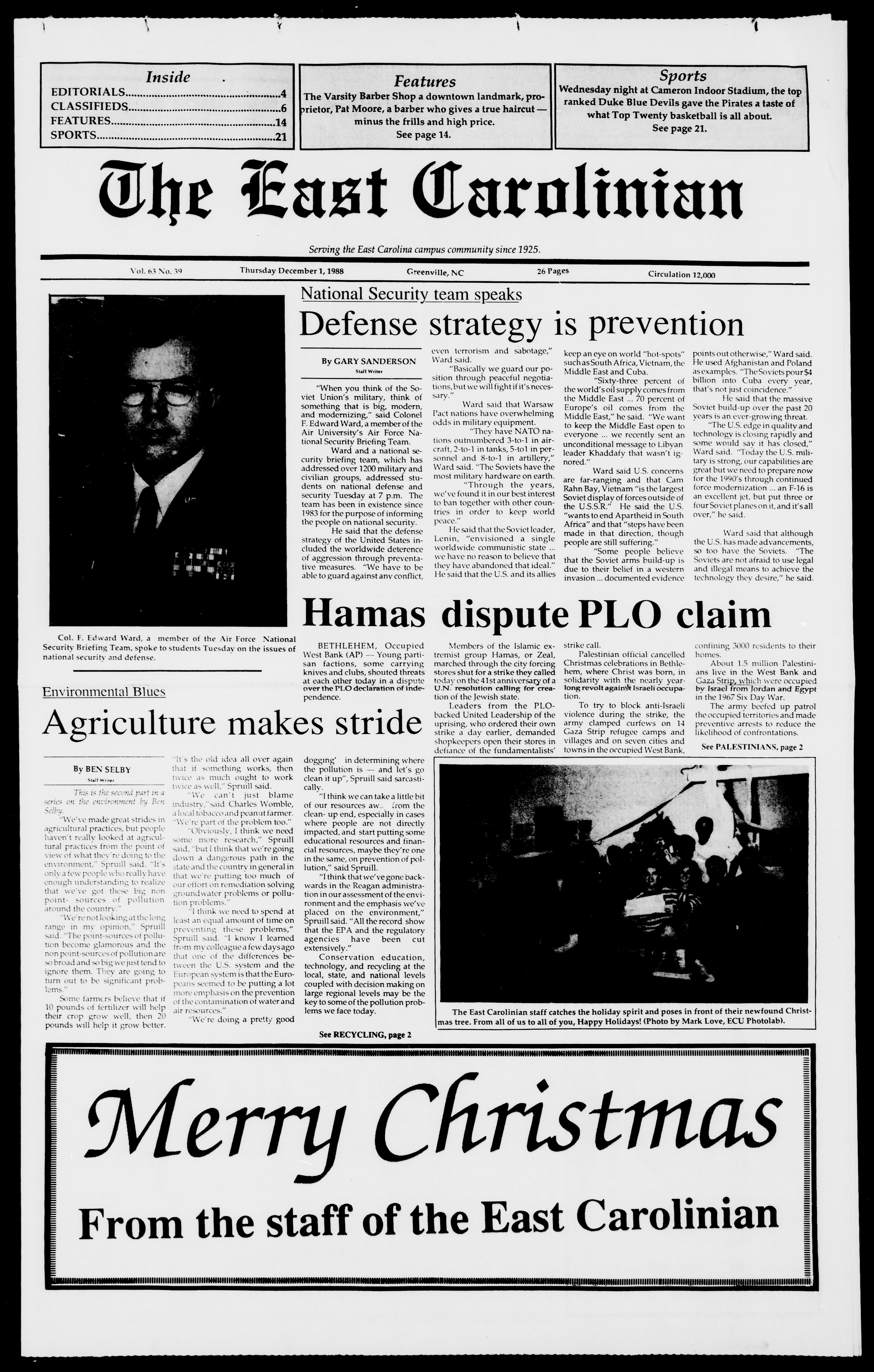 The East December 1, 1988 - ECU Digital Collections