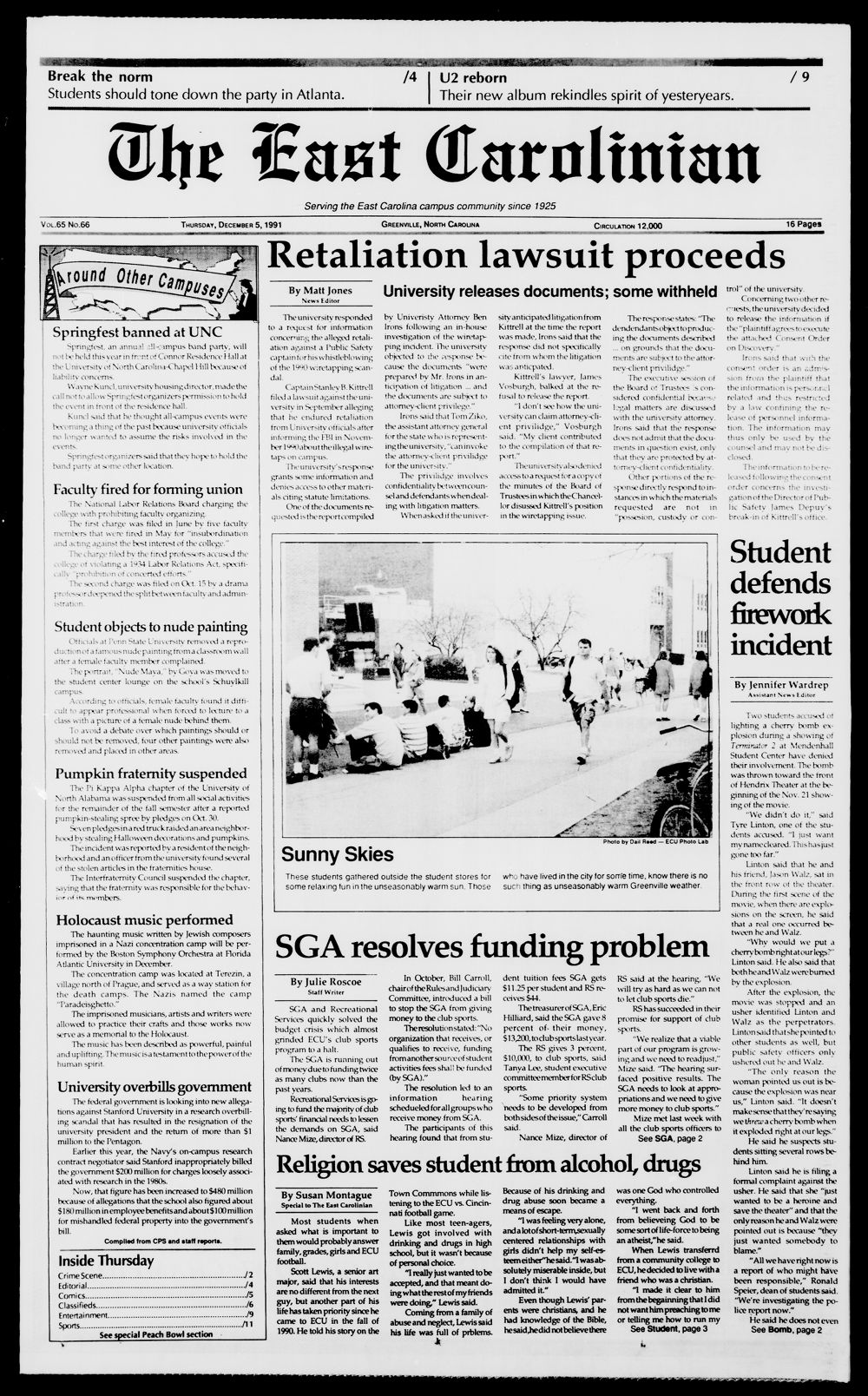 The East Carolinian, December 5, 1991 image