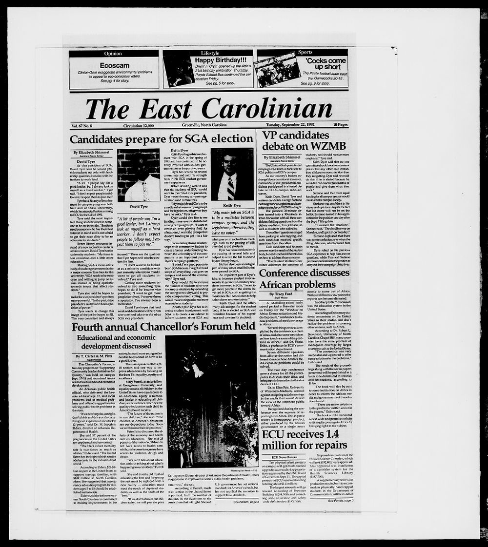 The East Carolinian September 22 1992 Ecu Digital Collections