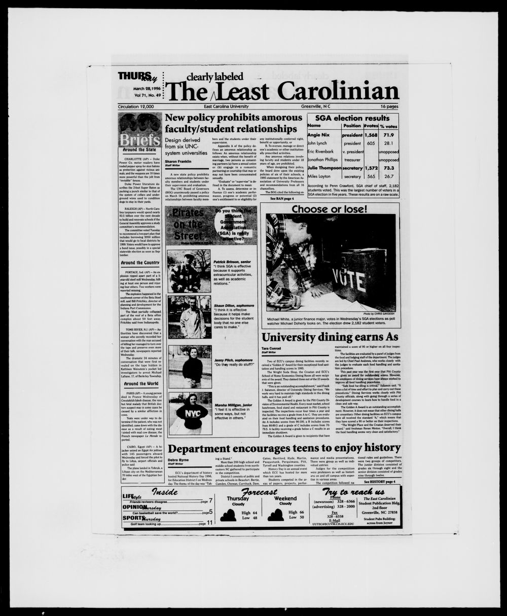 The East Carolinian, March 28, 1996 pic
