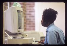 Student using a computer