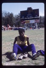 Student preparing for track race