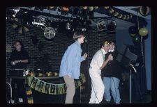 Students dancing during Mardi Gras party