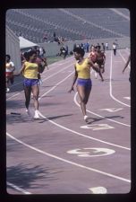 Members of the women's track team running