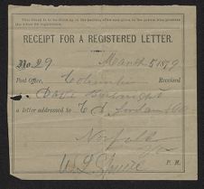 Receipts for letters, 1878-79