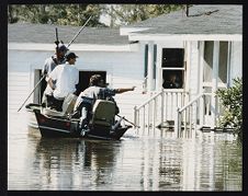 Boating through Hurricane Floyd's floodwaters