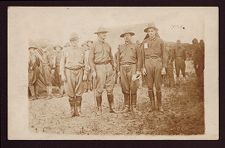 Postcard of Lt. (Dr.) Hiatt, Brig. Gen. Laurence Young, Maj. (Dr.) Cleminger, Lt. (Dr.) Merriweather.