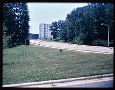 Slide of College Hill and Tyler Dormitory