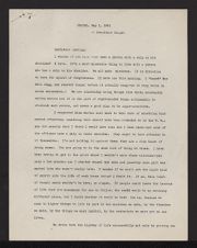 East Carolina Teachers College Chapel Talk, May 1, 1931