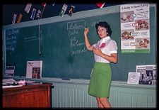 Public health dental hygienist in a classroom