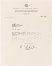 Letter of Appreciation from Frank Porter Graham to Jane Pratt