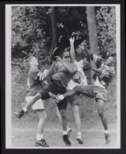 Photograph of Air Force ROTC cadets playing ultimate frisbee