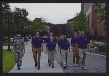 Photograph of Air Force ROTC cadets practicing drill at Leadership Lab