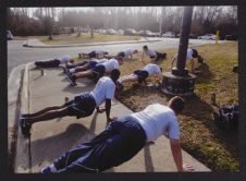 Photograph of Air Force ROTC cadets at physical training