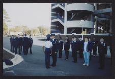 Photographs of Air Force ROTC cadets practicing formations
