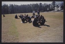 Photographs of Air Force ROTC cadets in physical training