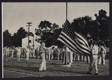 Photograph of ECU Air Force ROTC cadets raising the colors