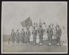 Photograph of ECU Air Force ROTC rifle team and majorettes