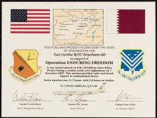 Certificate of flag flown over Afghanistan
